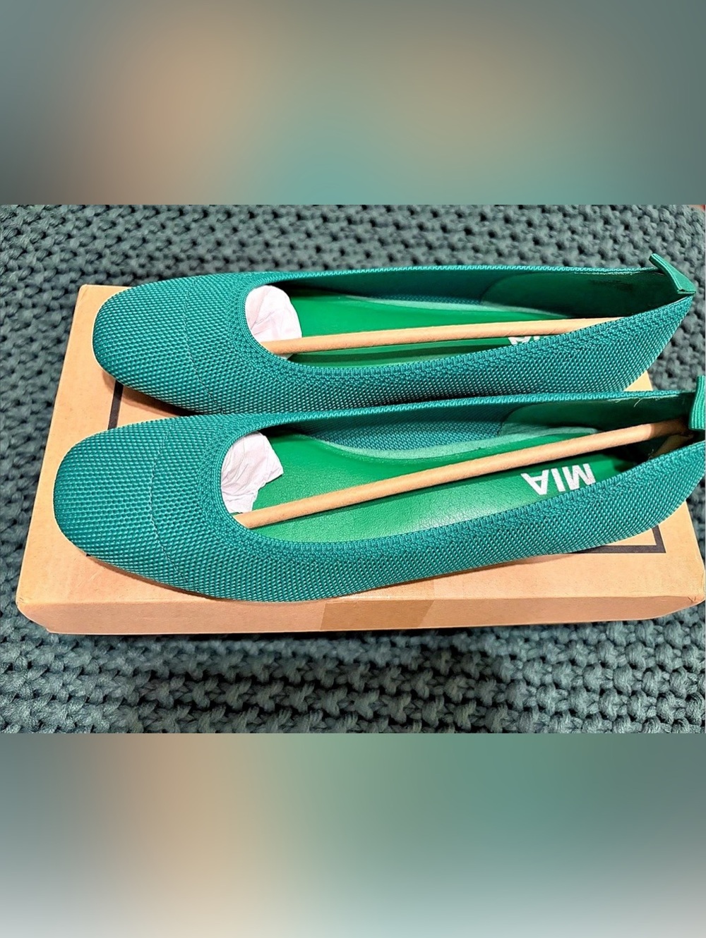 MIA Rasia Knit Ballet Flat Green NWT